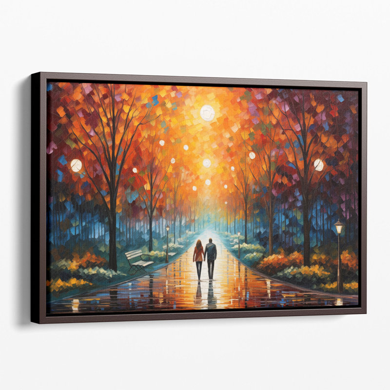 «Glowing Park Romance», reproduction d'art murale, Toile avec cadre blanc, H 40 po x l 60 po x P 1,25 po