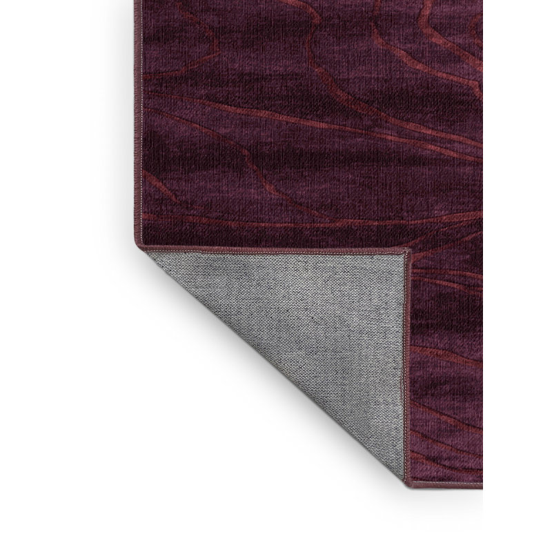 Tapis rouge abstrait lavable à la machine, Carré 4 pi