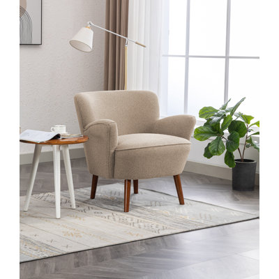 Jeovoni Fabric Accent Chair with Rubberwood Legs
