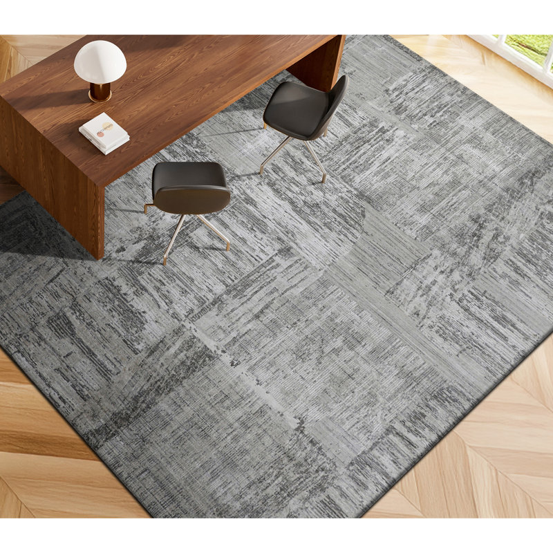Abstract Area Rug in Silver, Rectangle 12' x 15'
