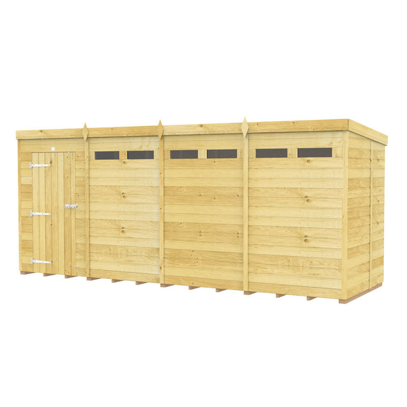 16ft x 5ft Pent Security Shed - Single Door