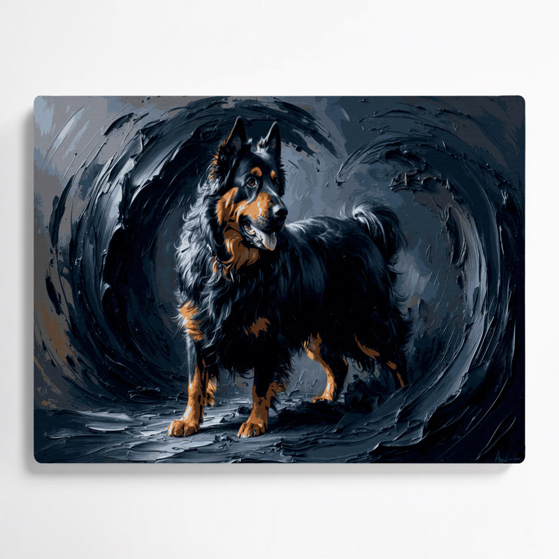 Chiens, berger belge, art mural en métal bleu, H 24 po x l 36 po