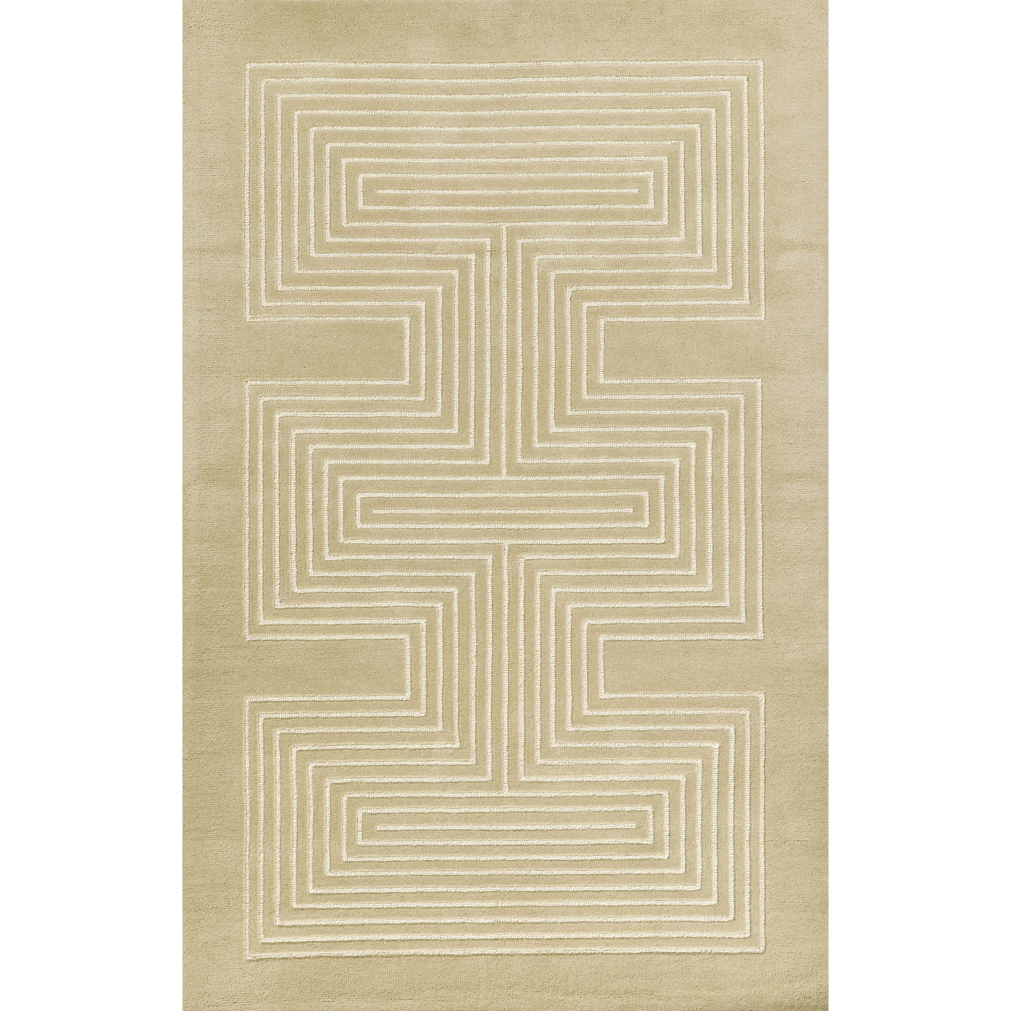 Orlie Hand Tufted Wool Brown Rug, Beige, Rectangle 2' x 3'