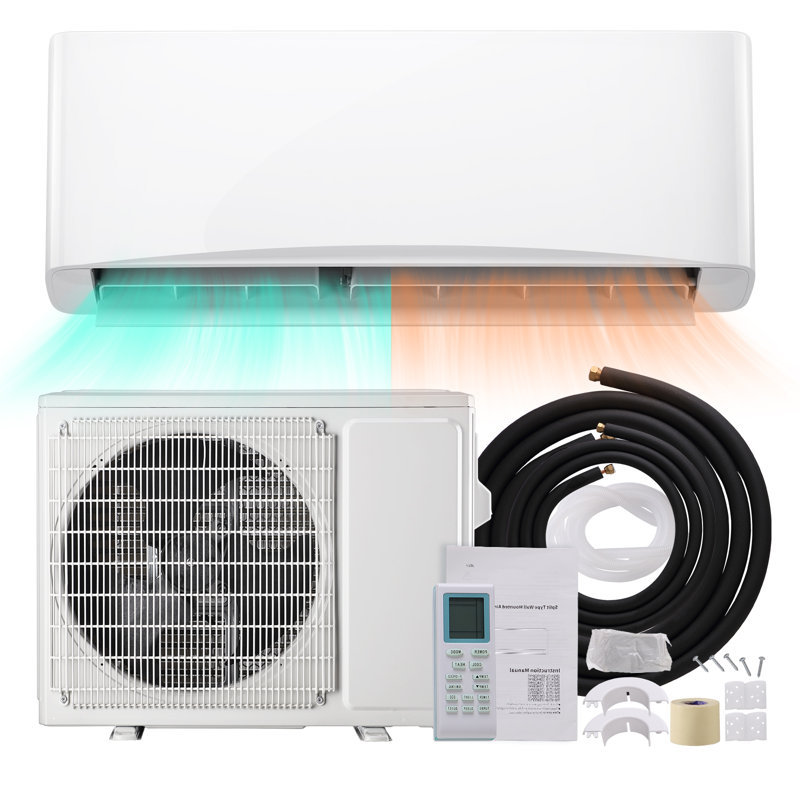 Le mini climatiseur à deux blocs Wanai 12000BTU, le système inverseur 17 SEER2 115V, couvre jusqu'à 750 pieds carrés Pi, trousse d'installation complète incluse