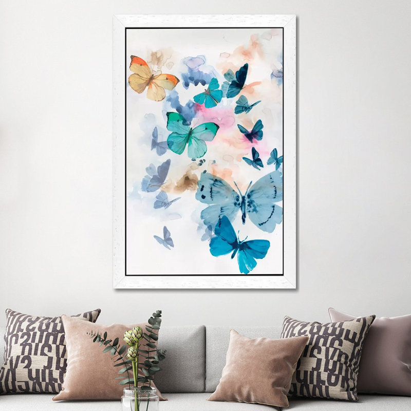 Fly Away by Aimee Wilson - Floater Frame Painting on Canvas, 101.6 cm H x 66.04 cm W, White Framed