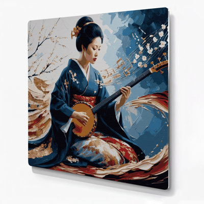 «Music Shamisen», art mural en métal mauve