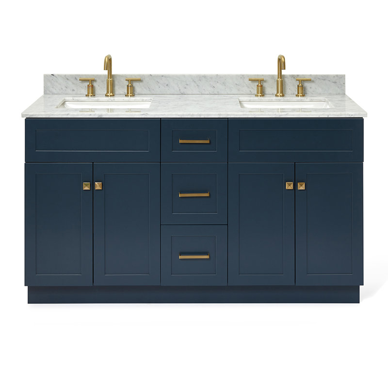 Partham 61" Double Bathroom Vanity Set, Midnight Blue