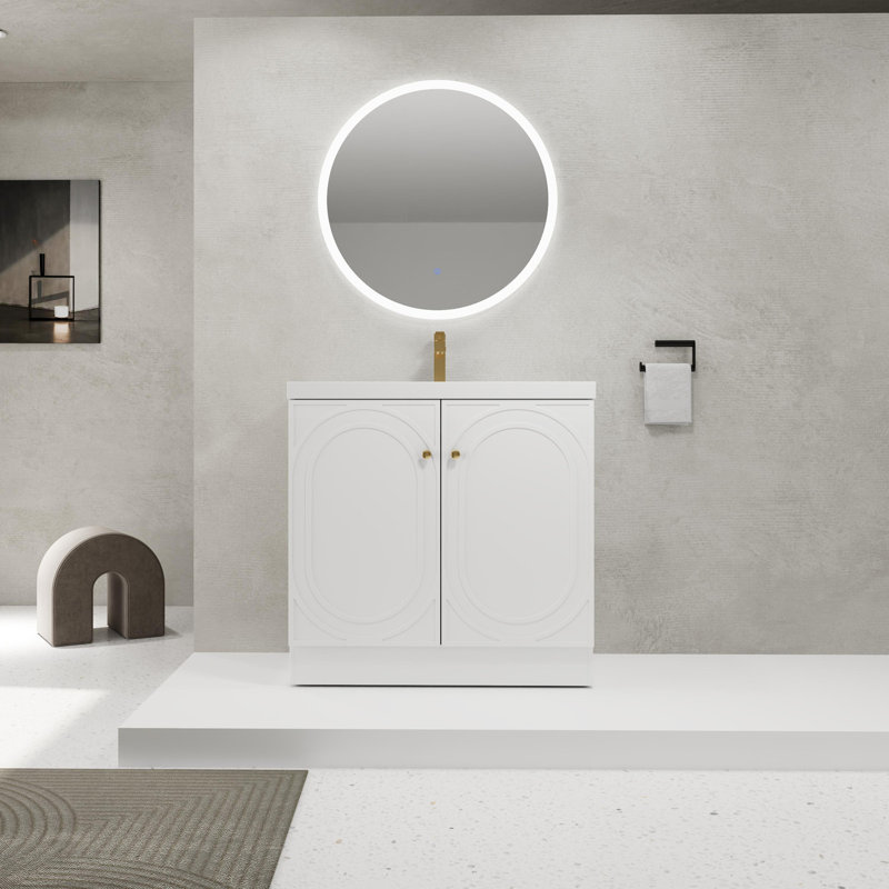Meuble-lavabo autoportant avec lavabo en résine
