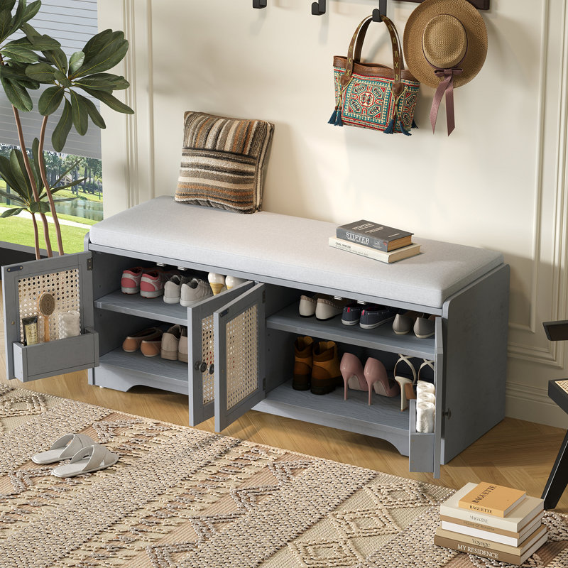 Banc de rangement Rustic, Gris délavé
