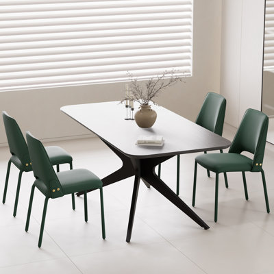 Upholstered Dining Chairs Faux Leather Armless Side Chair With Padded Seat & Metal Frame For Kitchen, Living Room, Office, Vanity