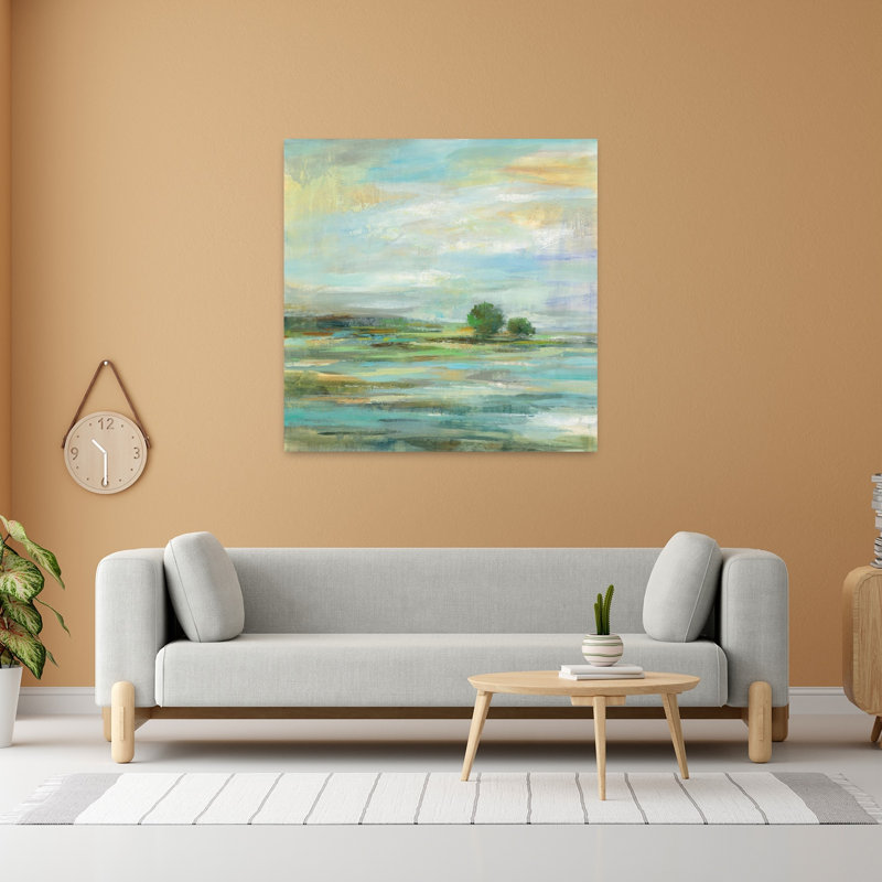 Printemps contemporain avec art abstrait bleu, H 48 po x l 48 po