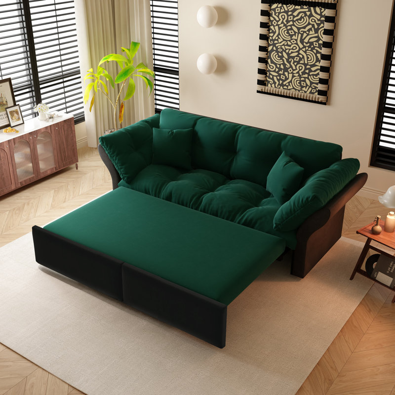Canapé-lit convertible en velours 74,8 po, Vert