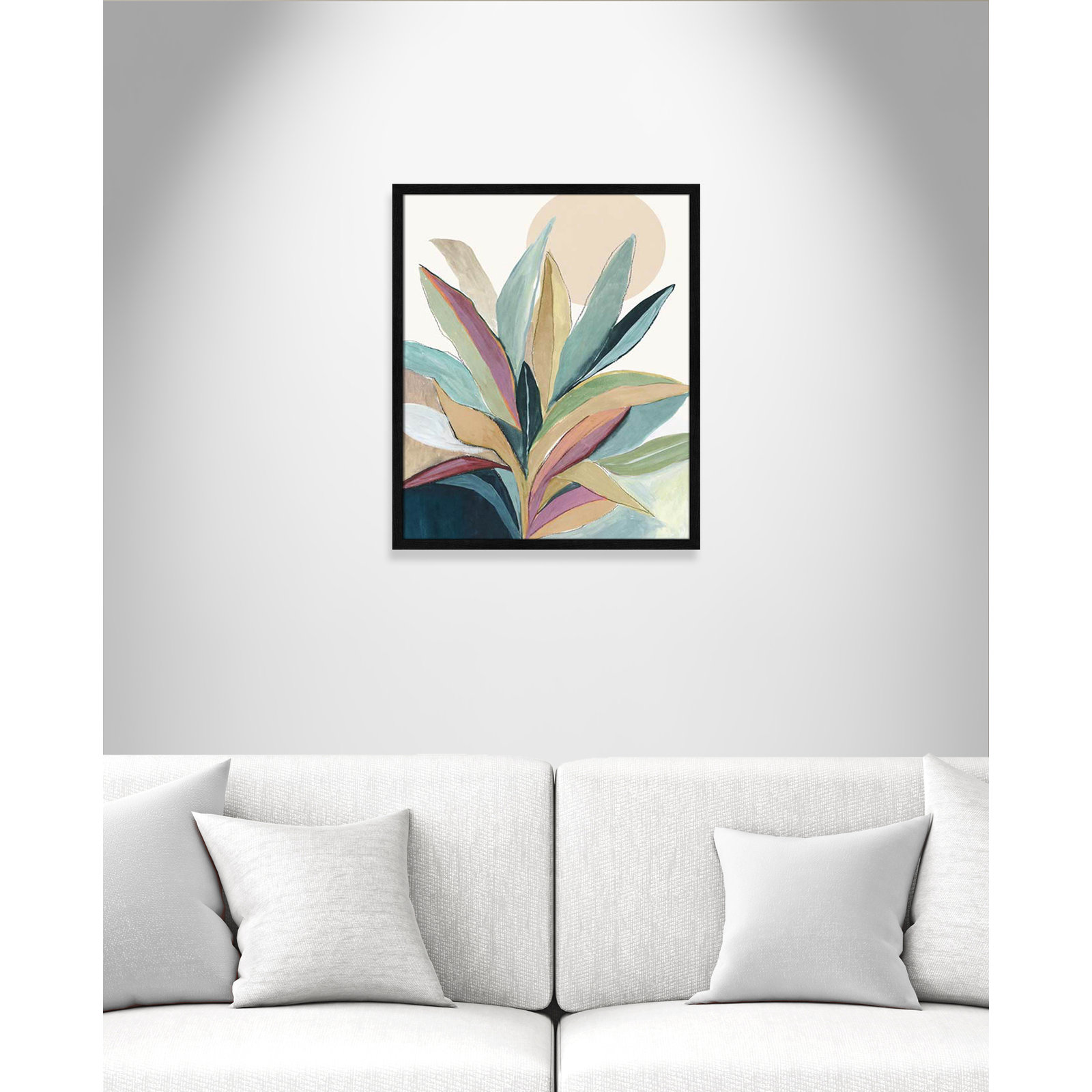 Sunny Bright Leaves I by Asia Jensen, Black Slim Unmatted Picture Framed, 25.5" H x 21.5" W x 0.75" D