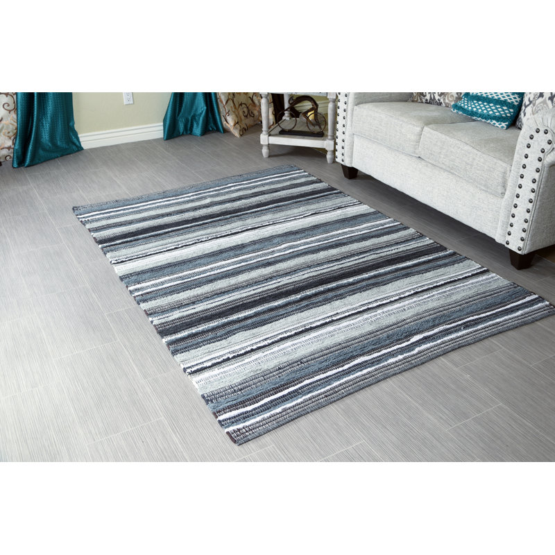 Tapis en coton à la main rayée noué la Claxten