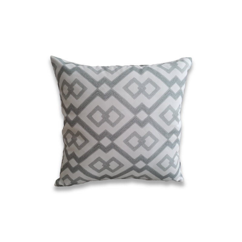 Housse de coussin extérieure imprimée sur fond blanc (simple), Gris / blanc