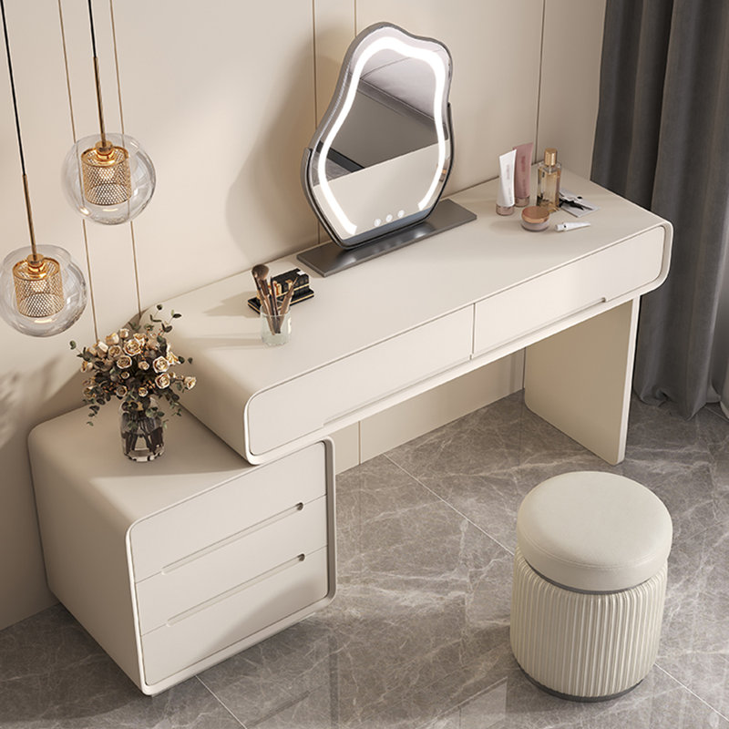 Ensemble de coiffeuse et armoire de rangement 47,24 "en bois massif blanc