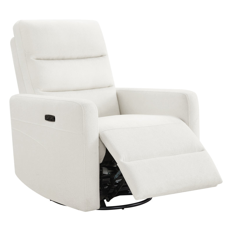 Fauteuil inclinable électrique pivotant 33 po Mila, White Polyester