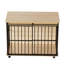 Table de bout pour chien de 43 à 43 po avec roulettes et porte verrouillable en bois naturel pour chien de taille moyenne à grande