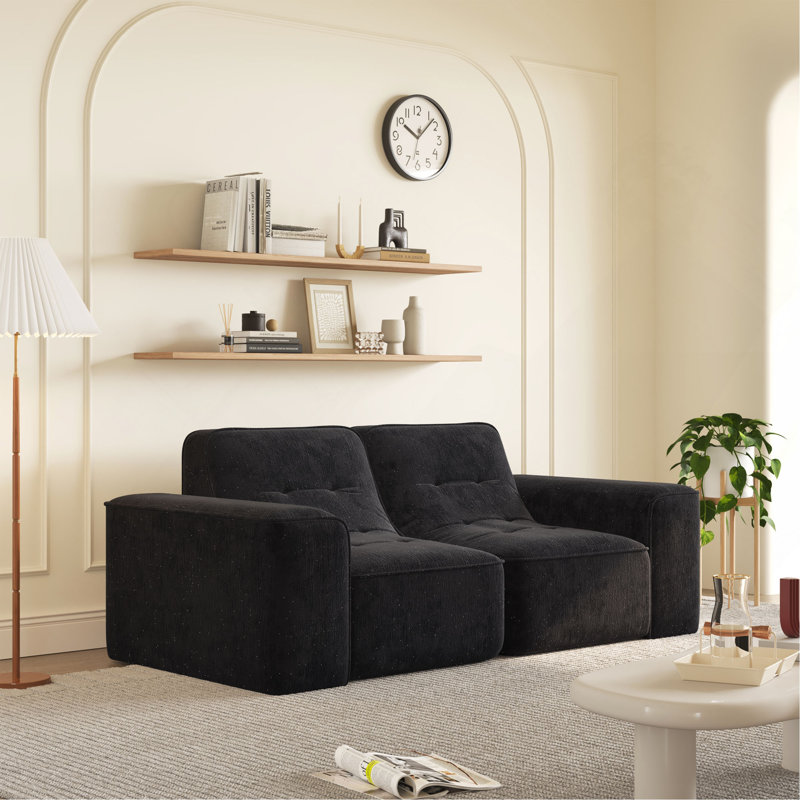 Canapé modulaire 83,6 po à 3 places 83,6 po avec capitonnage, canapé moderne en chenille scintillante, canapé profond pour salon, appartement, bureau, studio