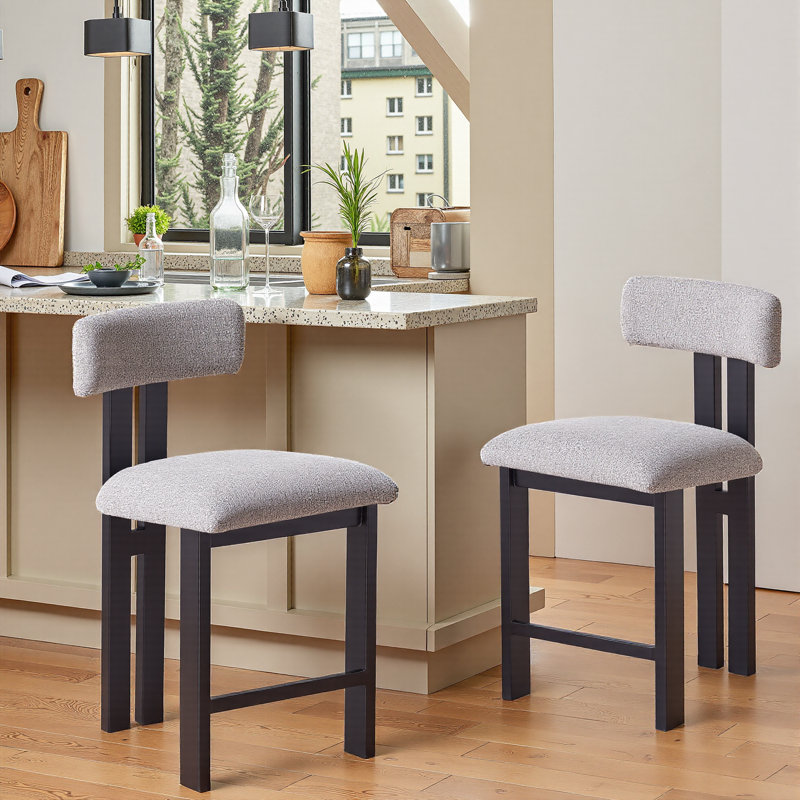 Tabouret de comptoir rond avec dossier bas de 26,5 po Canterbury, Noir/gris