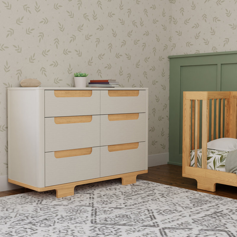Commode 6 tiroirs Yuzu, Blanc/naturel