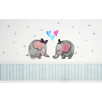 Caricature de papier peint texturé amovible Éléphant «Little Love»