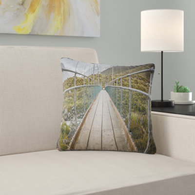 Bridge Over Hooker River in Aoraki - Pier & Bridge Printed Pillow