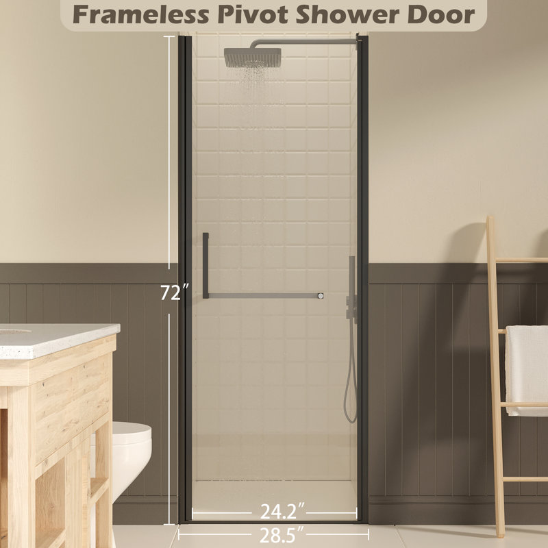 Portes de baignoire et de douche modernes sans cadre, verre trempé sécuritaire, noir mat