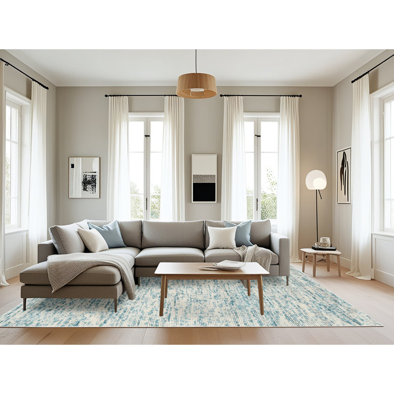 Tapis contemporain vert mer, Rectangle 8 pi x 10 pi