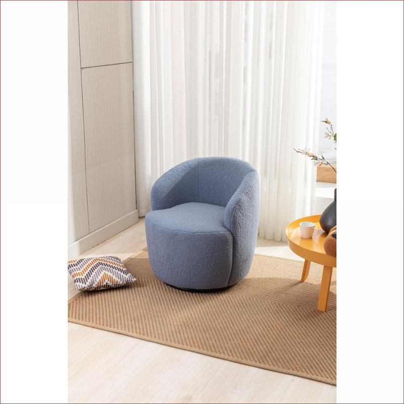 Fauteuil pivotant en tissu Teddy, Laine bleue