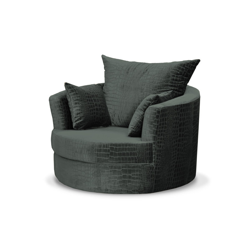 Upholstered Swivel Armchair, Black