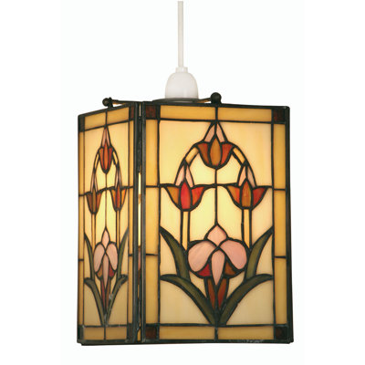 24cm H Glass Square Pendant Shade ( Screw On ) in Yellow