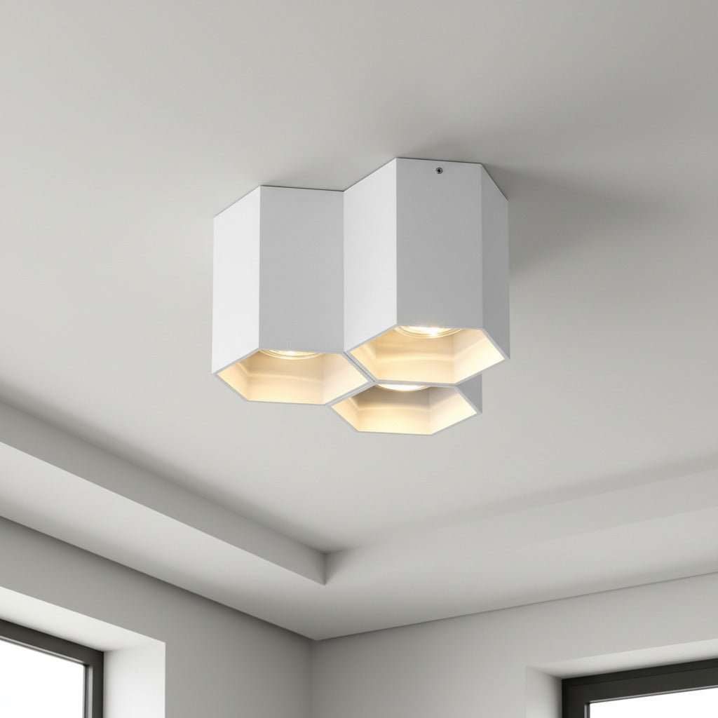 UltraBeam 15 Watt LED Dimmable Hexagonal Surface Mounted Ceiling Spotlights