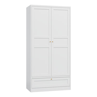 Armoire garde-robe en métal 72 po H - armoire à 2 portes avec 1 tiroir, rail de suspension et tablettes réglables pour la chambre à coucher