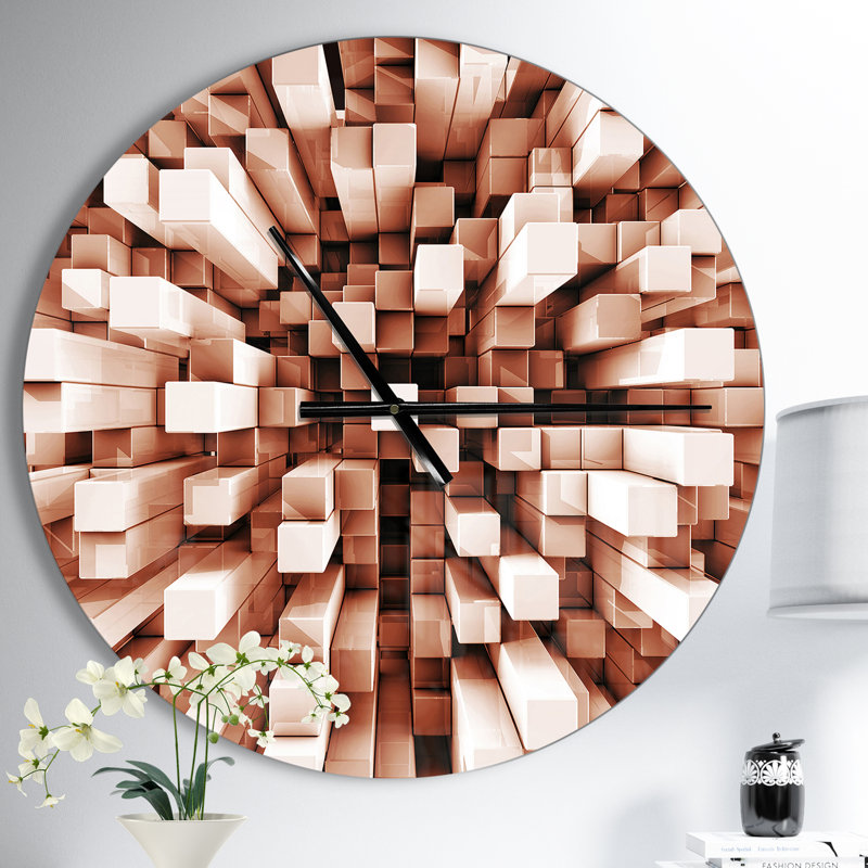 Réfléchissant carreauté cube - horloge murale moderne, Moyen