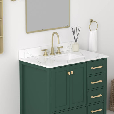 36'' Engineered Stone Single Bathroom Vanity Top With Sink – For Vanity Replacement, No Cabinet