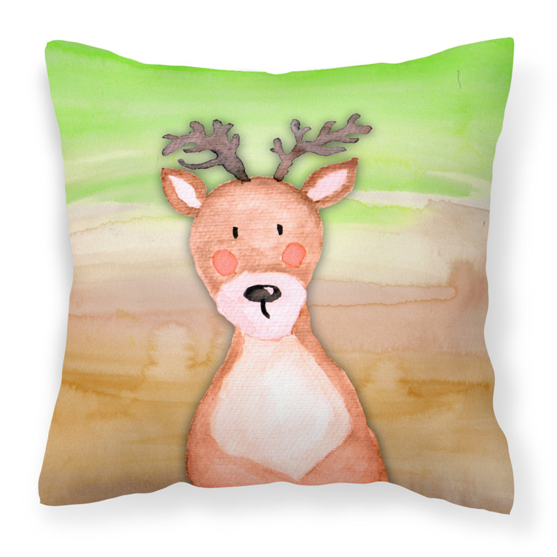 Coussin décoratif intérieur/extérieur en aquarelle de cerf, 18 po x 18 po