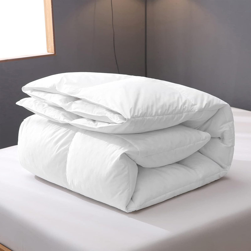 All Season 100% Cotton Down Feather Comforter Fluffy Breathable Duvet Insert, California King Down Comforter