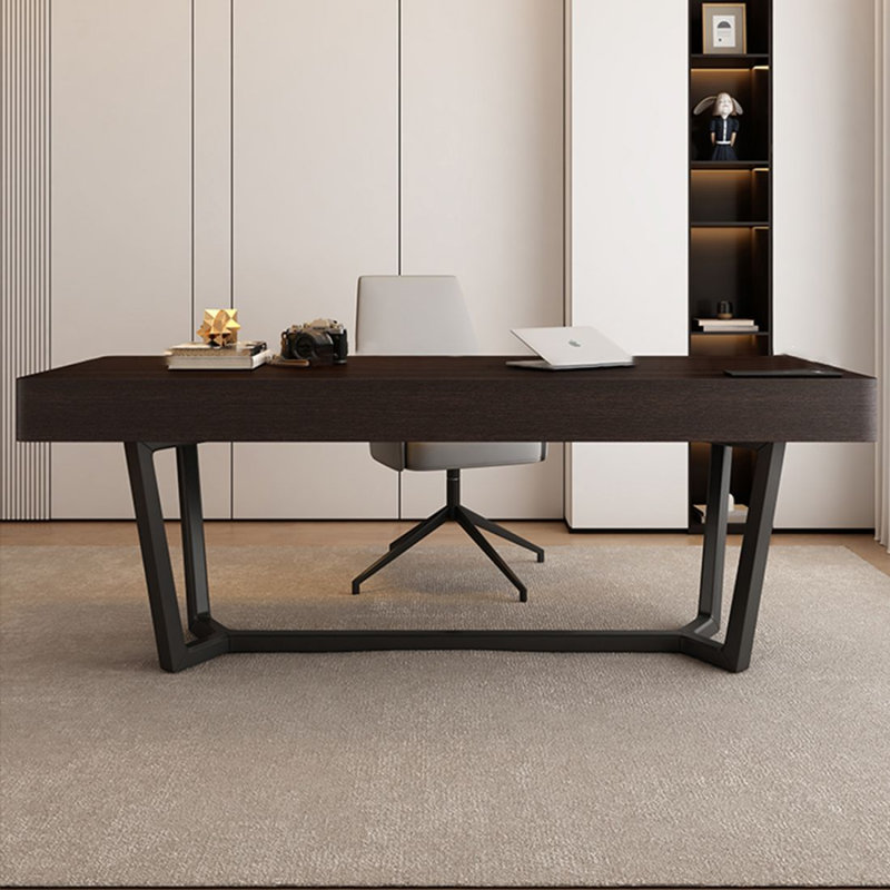 Bureau rectangulaire en bois manufacturé de couleur fumée avec tiroirs, 29.53" H*70.87" W*27.56" D