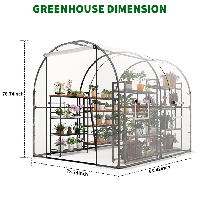 8.2x6.6x6.6FT Premium Walk-In Greenhouse for Outdoors – Upgraded Portable Heavy Duty Frame, Large Garden Plant Hot Hoop House (Transparent)