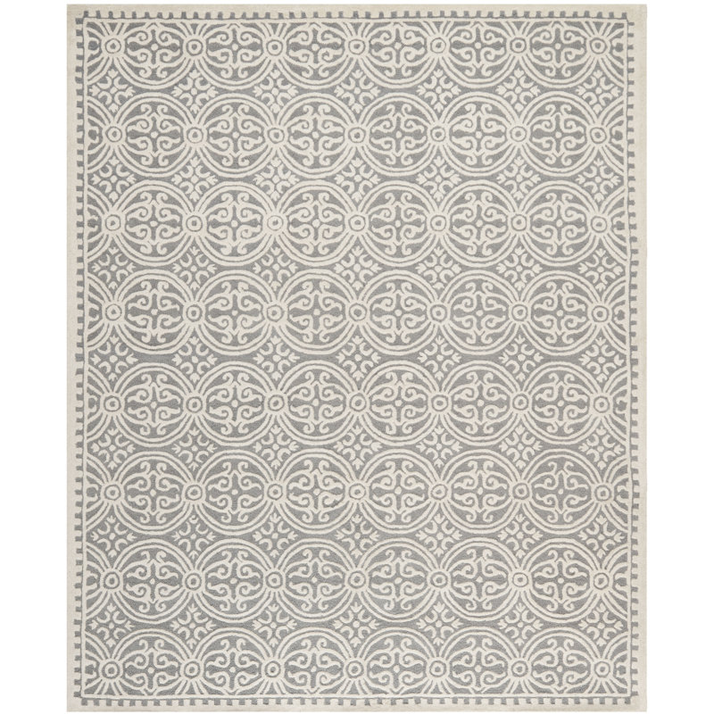 Luka Damask Wool Hand Woven Area Rug, Rectangle 122 x 183 cm