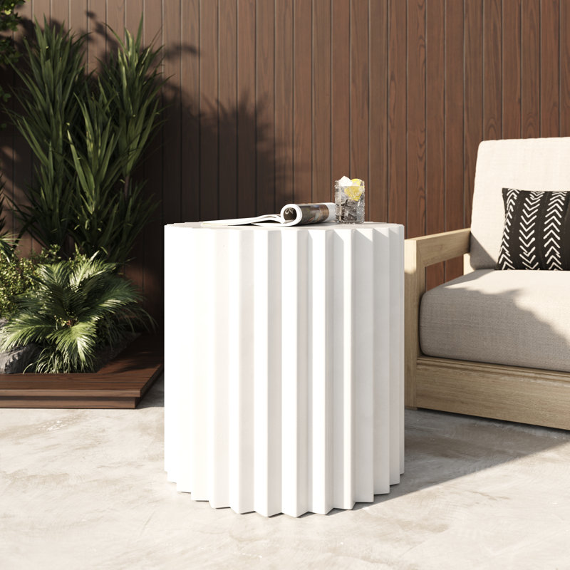 Evadale - Modern Concrete End Table, White