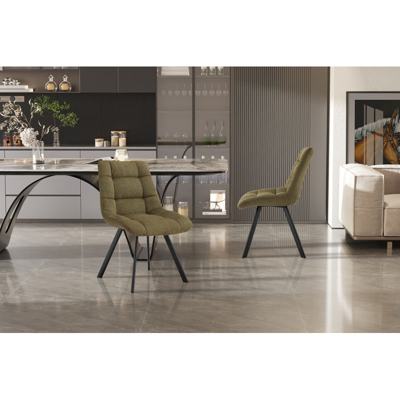 Ephemerine 49cm H Upholstered Metal Side Chair, Green