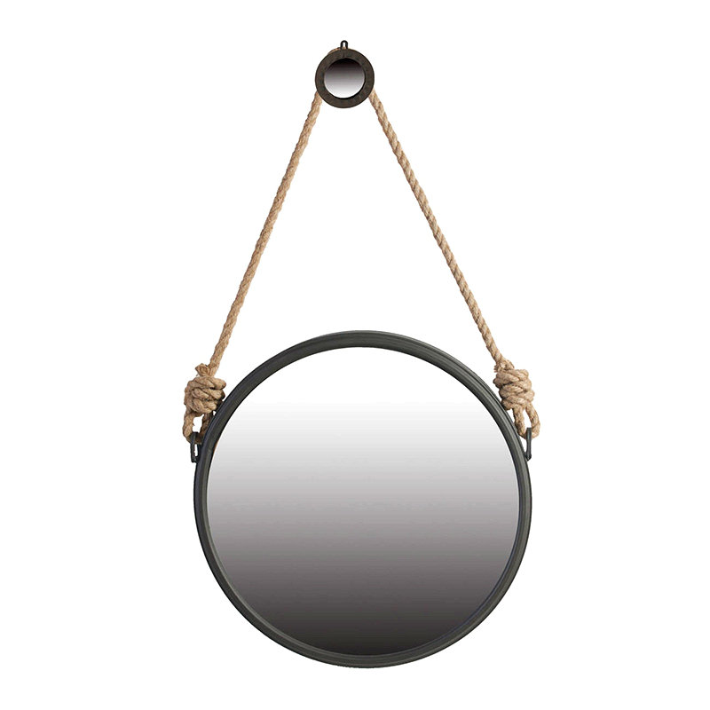 Miroir mural élégant et fonctionnel avec sangle de corde pour un décor contemporain, 19.5" 