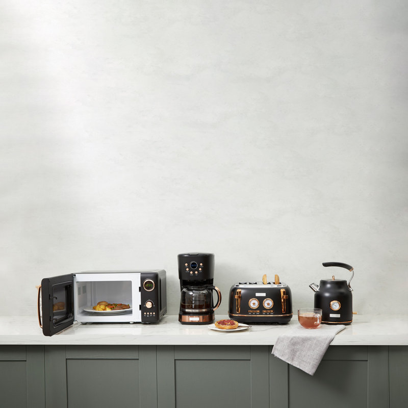 HADEN Dorset 4-Slice Wide Slot Toaster, Black/Copper