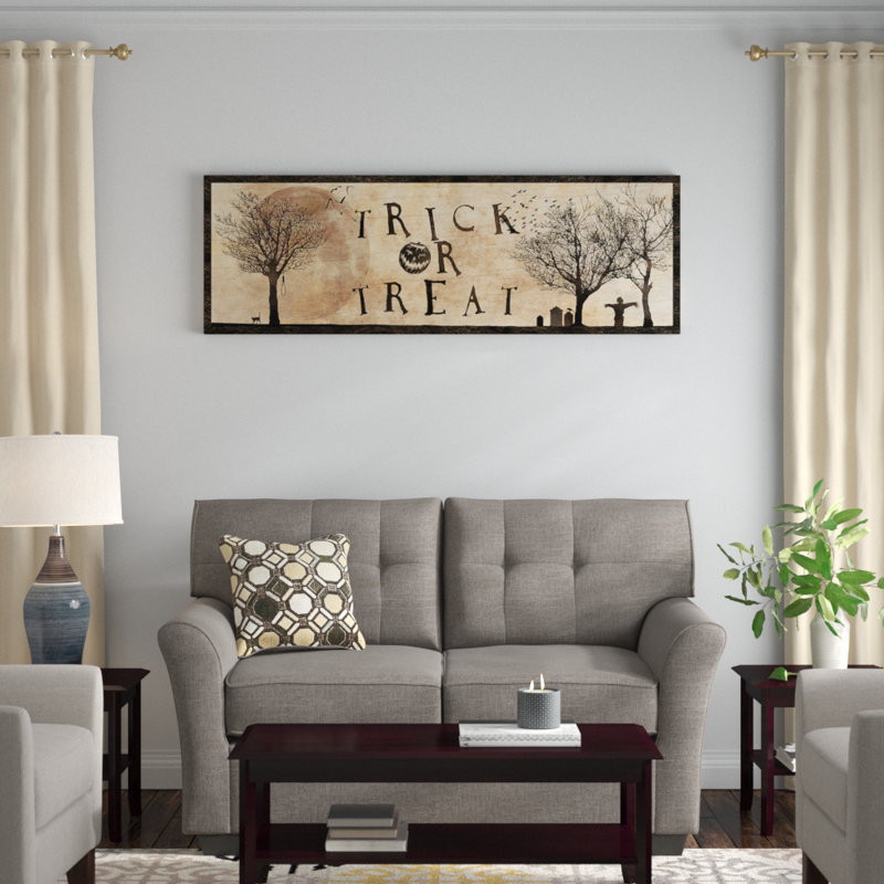 Impression sur toile tendue, "astuce" ou treat, H 20 po x l 60 po x P 1,5 po, Cadre noir