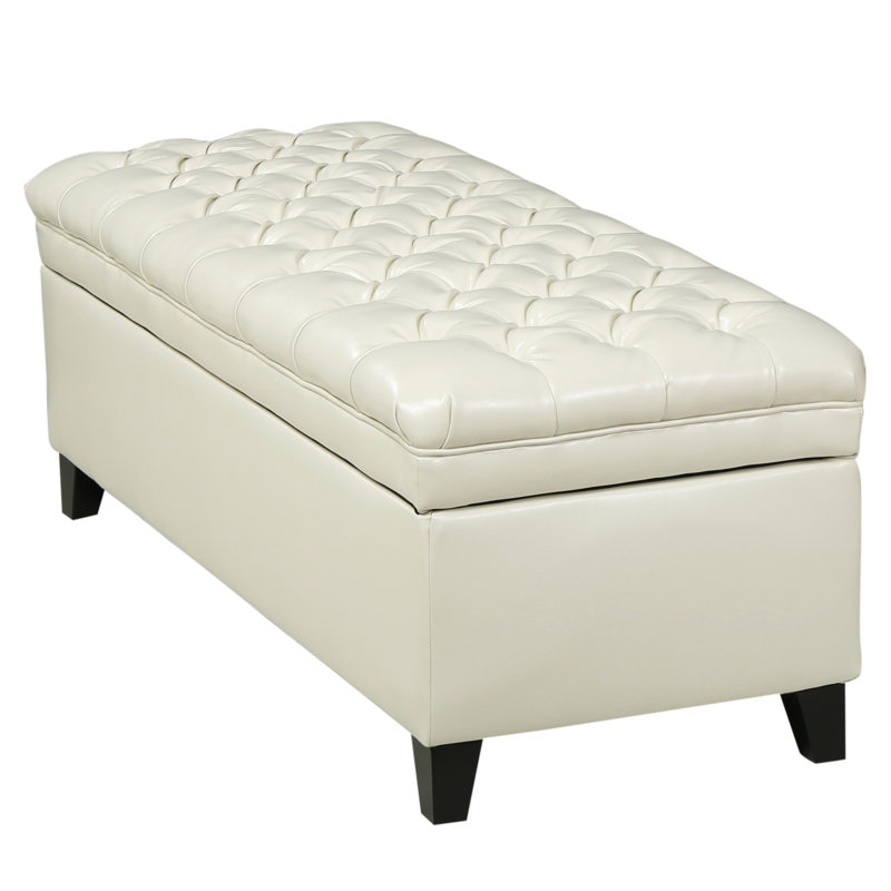 Banc de rangement avec repose-pieds Modern, Ivoire ivoire