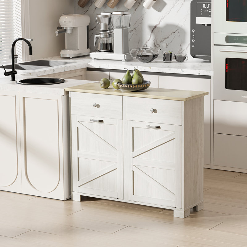 Armoire à déchets à double inclinaison 20 gallons Seaside (poubelle non incluse), Blanc