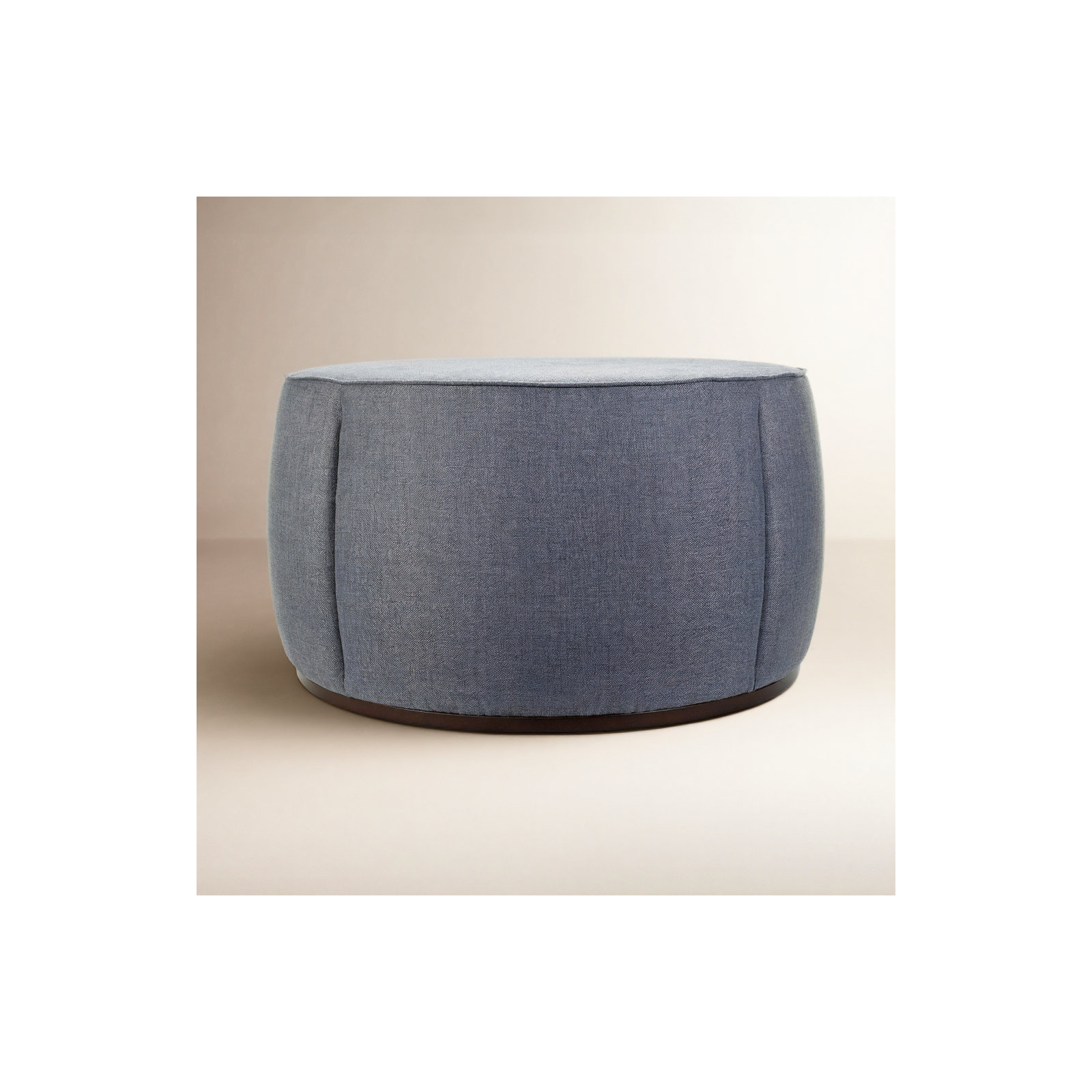 Alexandria 36" Round Ottoman, Gray Polyurethane/Polyester