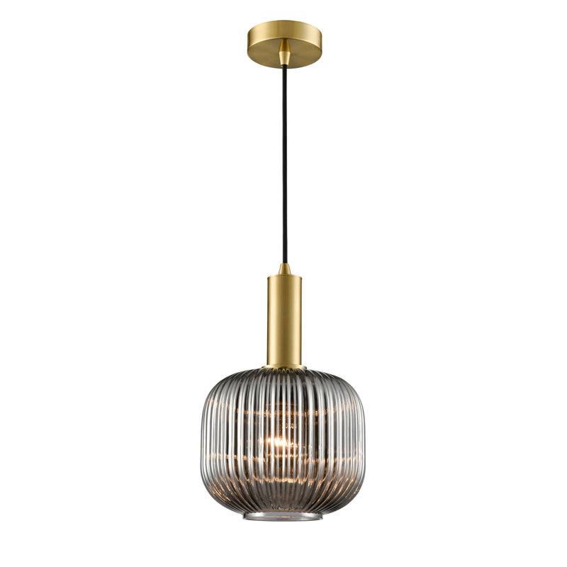 Alizza 1 - Light Single Pendant, 18.6cm H x 8cm W x 8cm D, Satin Brass, Black